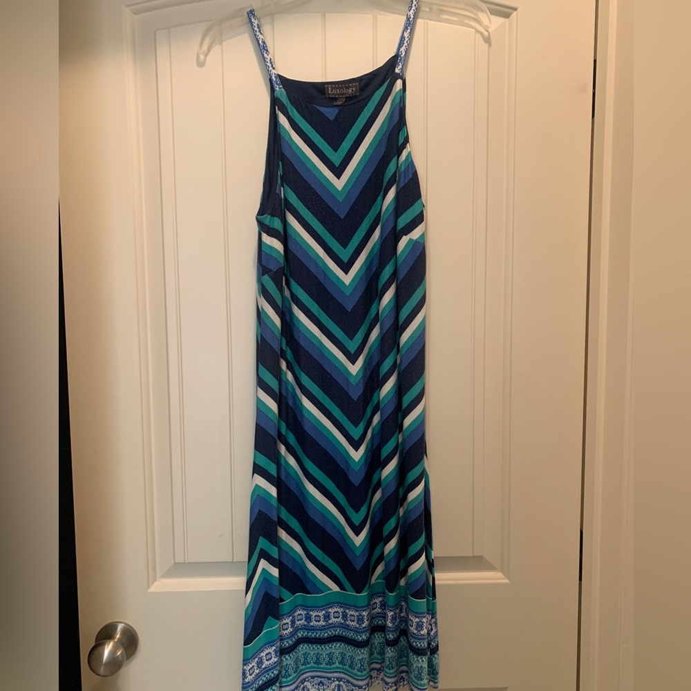 Luxology green blue swing dress M